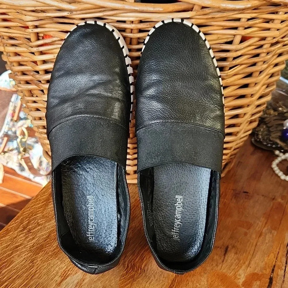 Jeffrey Campbell Cube Black and White Leather Shoes Sz 9 - Picture 4 of 16